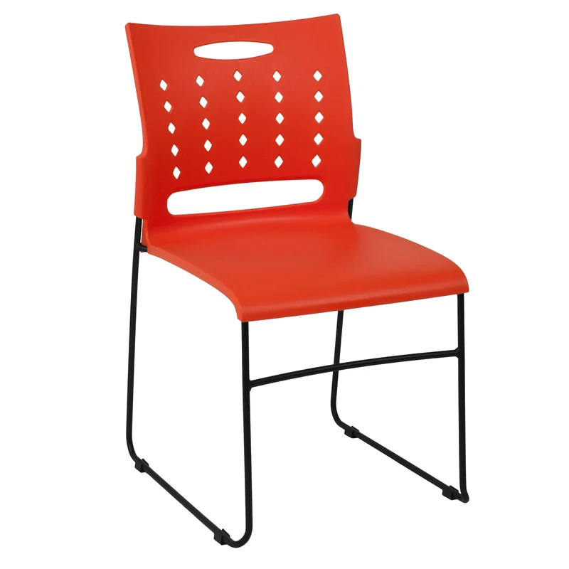Home Office Plastic Accent Sled Base Stack Chair - Air-Vent Back