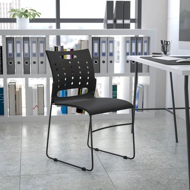 Home Office Plastic Accent Sled Base Stack Chair - Air-Vent Back