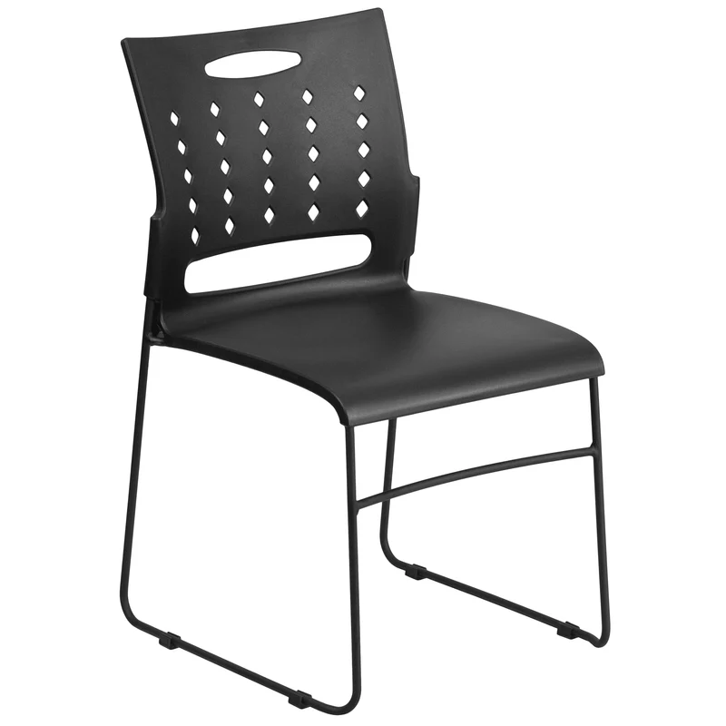 Home Office Plastic Accent Sled Base Stack Chair - Air-Vent Back