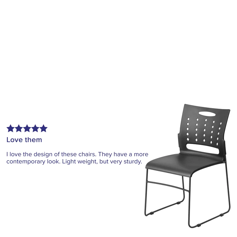 Home Office Plastic Accent Sled Base Stack Chair - Air-Vent Back