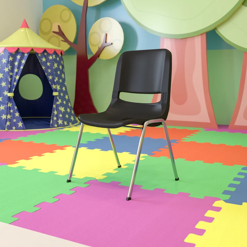 Ergonomic Chrome Stack Chair - 18" Seat Daycare Home School