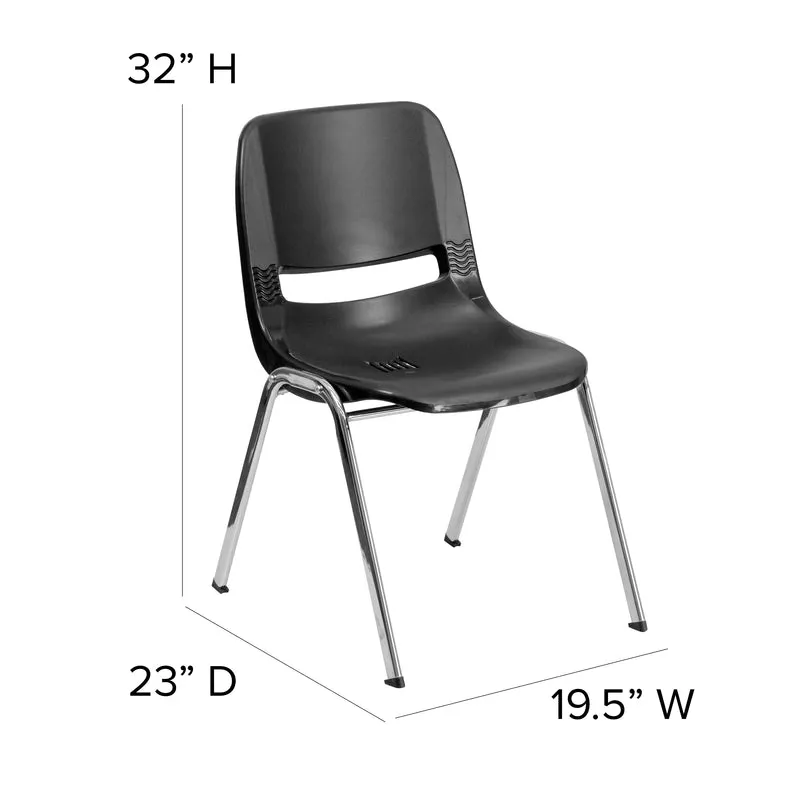 Ergonomic Chrome Stack Chair - 18" Seat Daycare Home School