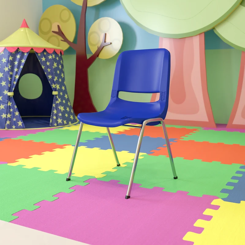 Ergonomic Chrome Stack Chair - 18" Seat Daycare Home School