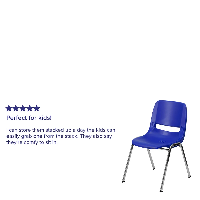 Ergonomic Chrome Stack Chair - 18" Seat Daycare Home School