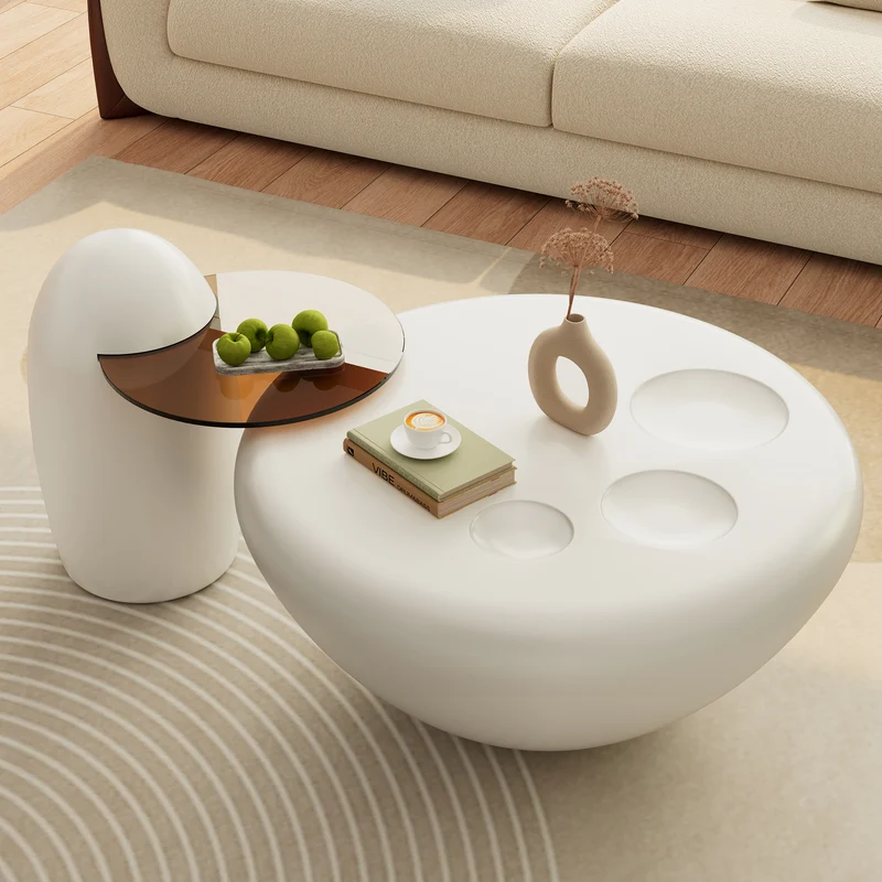 33" Abstract Cat Claw Coffee Table With Penguin Side Table Set