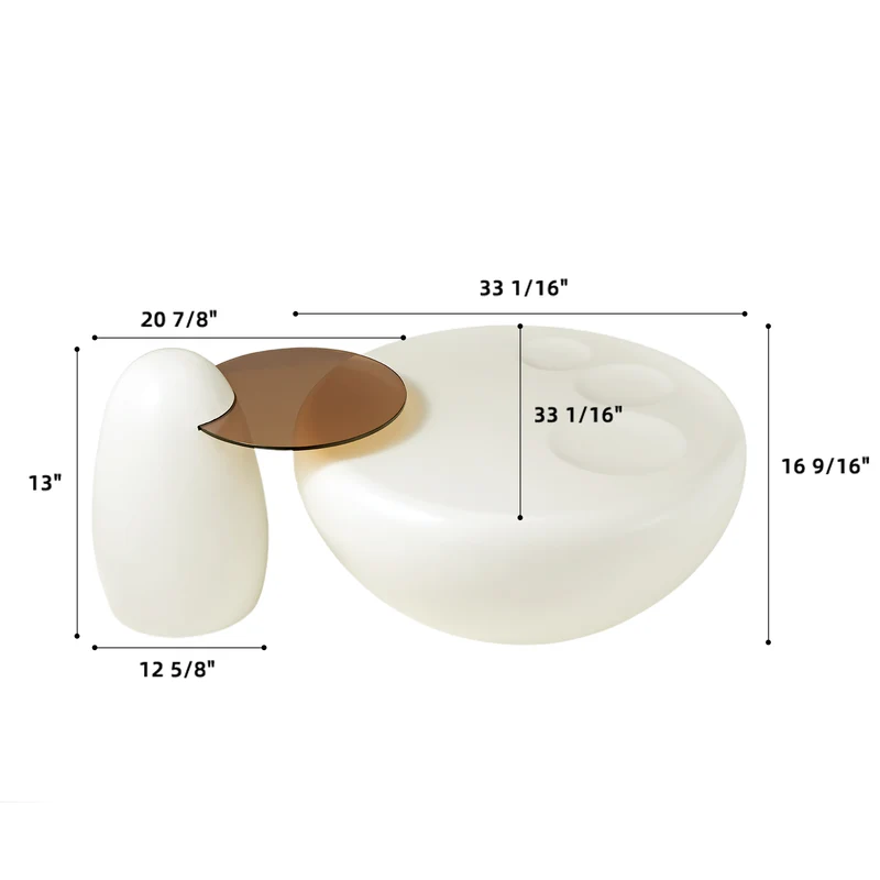 33" Abstract Cat Claw Coffee Table With Penguin Side Table Set