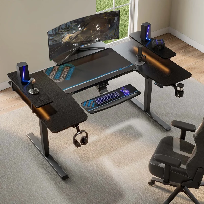 U-Shaped Standing Desk with Accessories Set (74"x23")