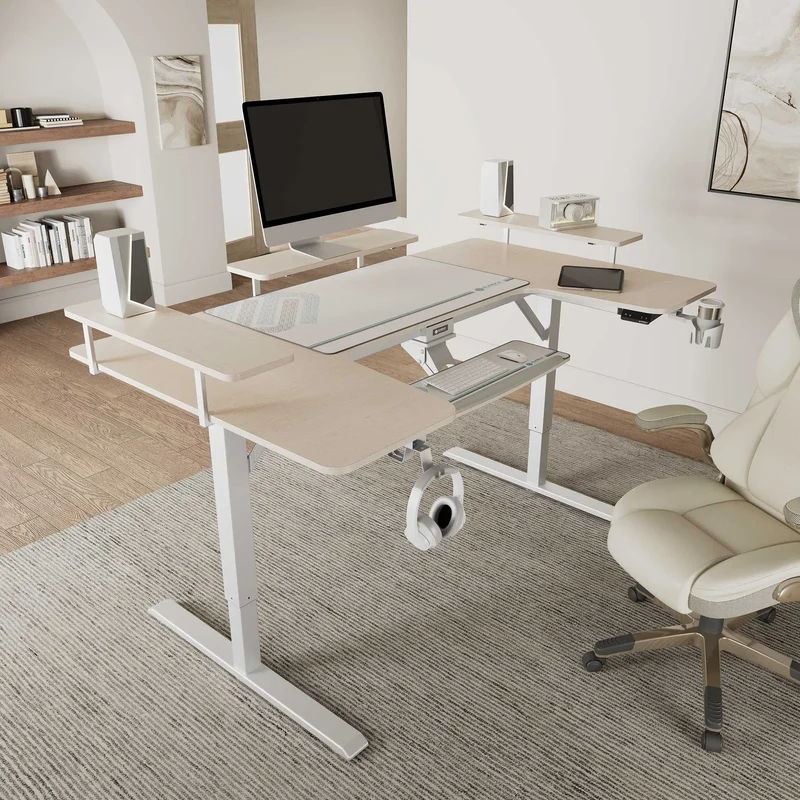 U-Shaped Standing Desk with Accessories Set (74"x23")