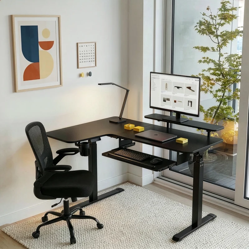 L-Shaped Standing Desk with Accessories Set (60"x23")