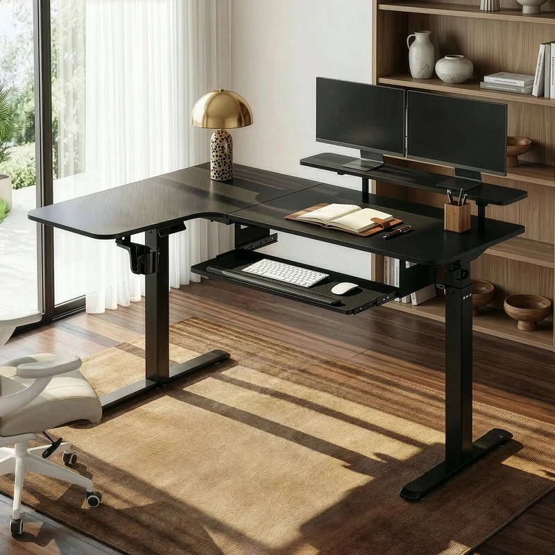 L-Shaped Standing Desk with Accessories Set (60"x23")