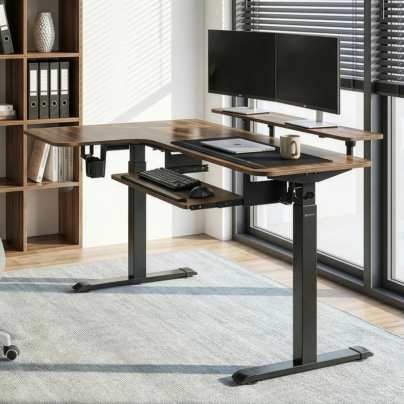 L-Shaped Standing Desk with Accessories Set (60"x23")