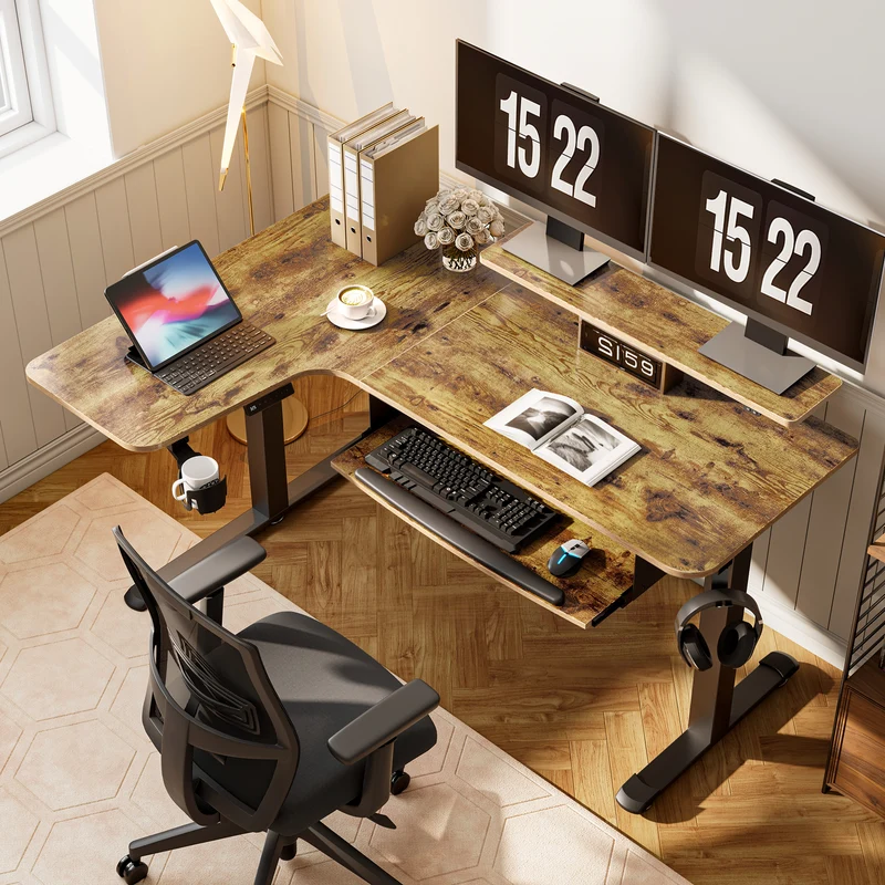 L-Shaped Standing Desk with Accessories Set (60"x23")