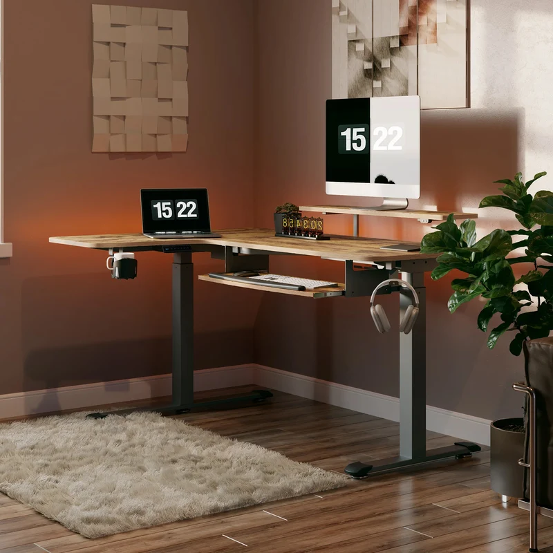 L-Shaped Standing Desk with Accessories Set (60"x23")