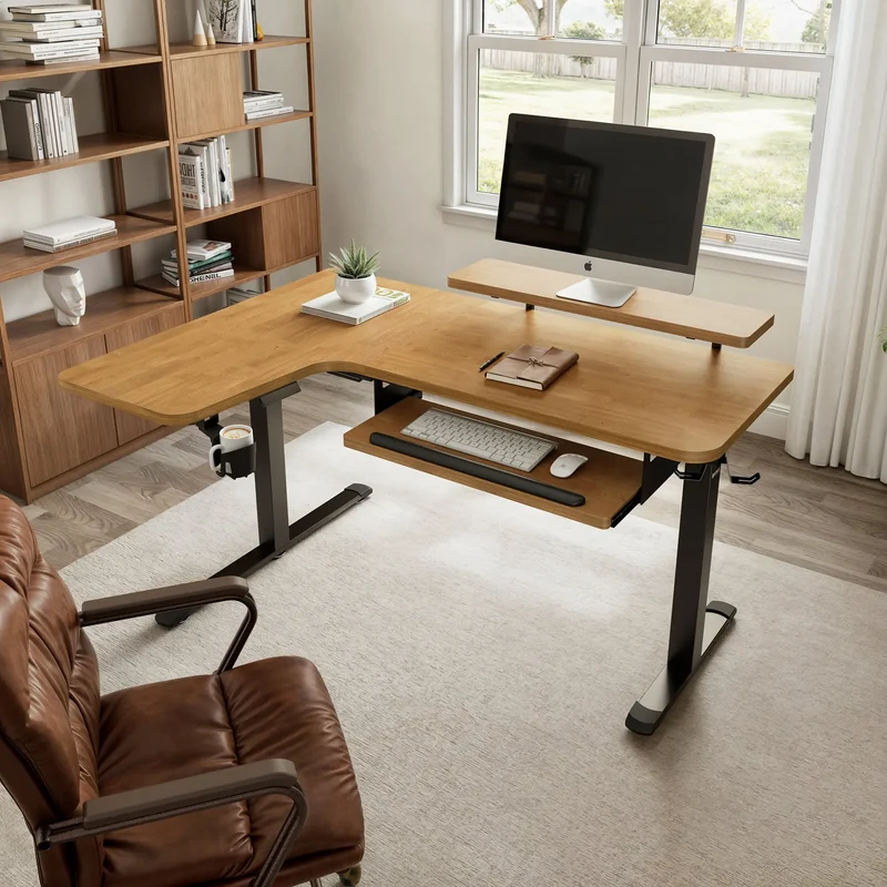 L-Shaped Standing Desk with Accessories Set (60"x23")