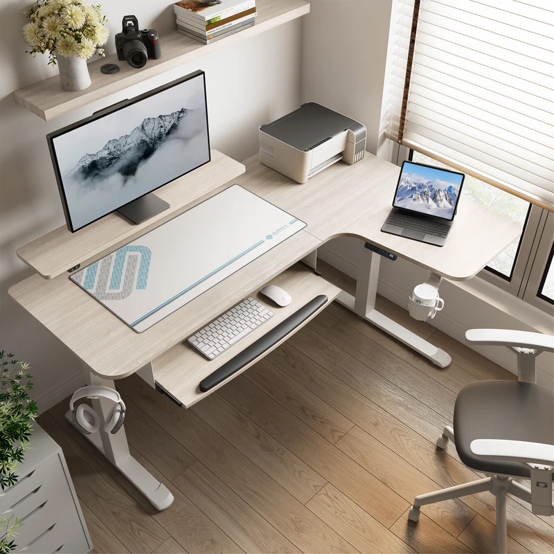 L-Shaped Standing Desk with Accessories Set (60"x23")