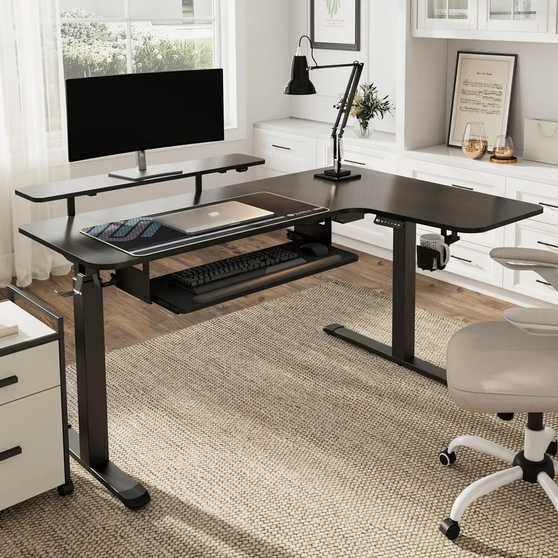 L-Shaped Standing Desk with Accessories Set (60"x23")
