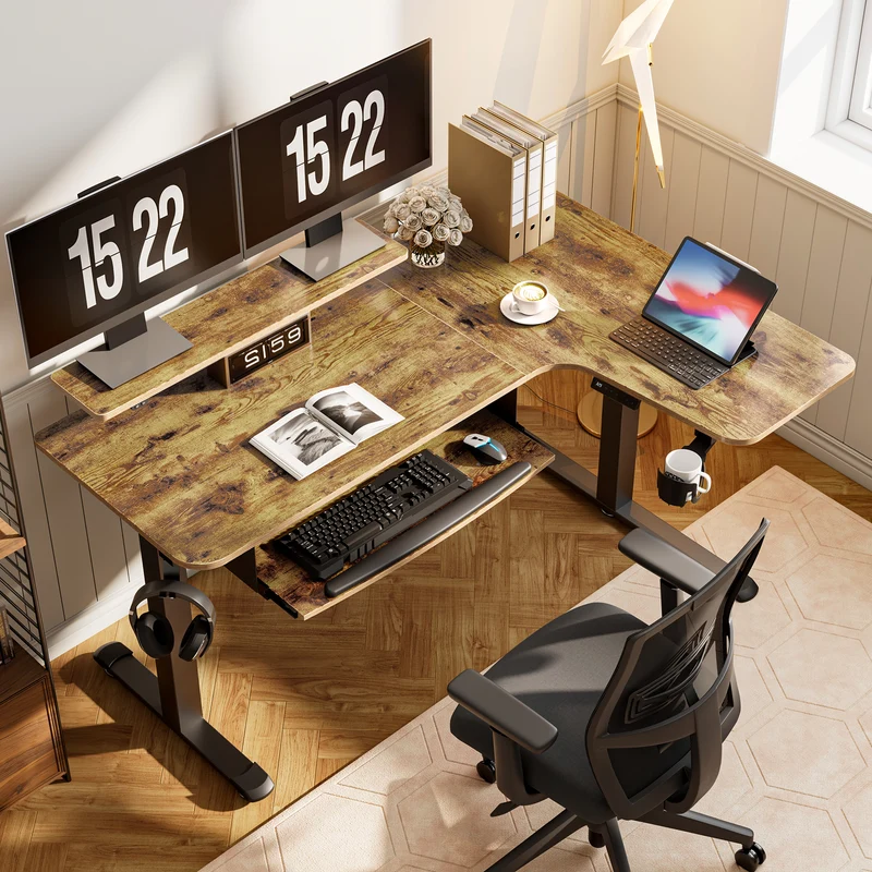 L-Shaped Standing Desk with Accessories Set (60"x23")