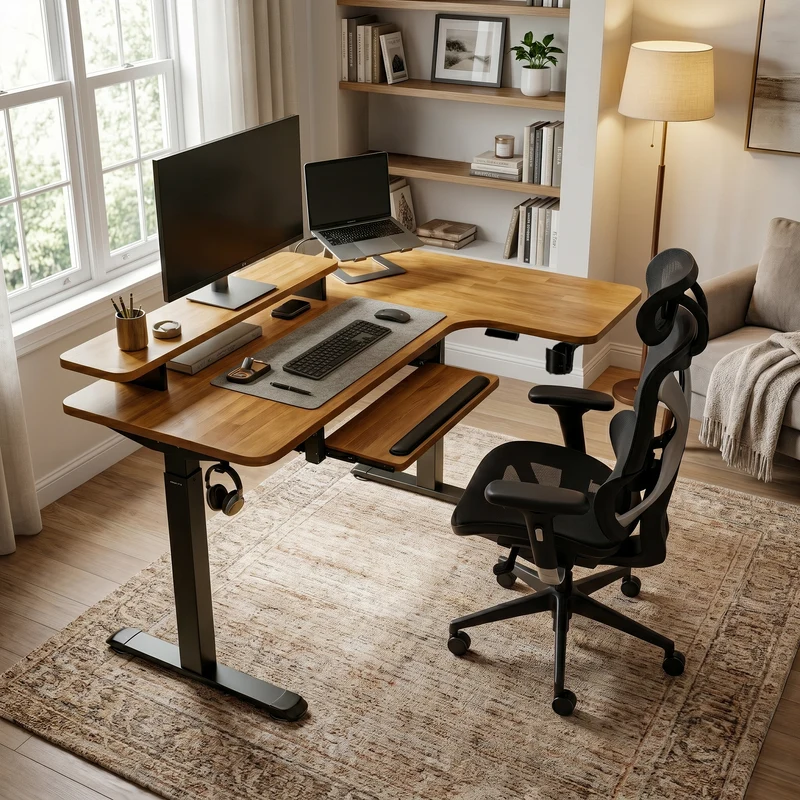 L-Shaped Standing Desk with Accessories Set (60"x23")
