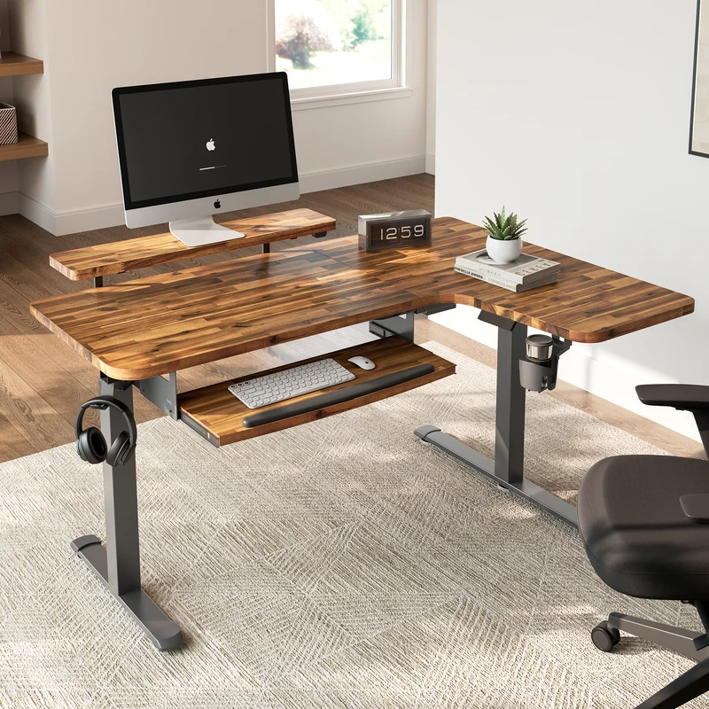 L-Shaped Standing Desk with Accessories Set (60"x23")