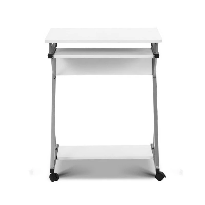 Metal Pull Out Table Desk - White