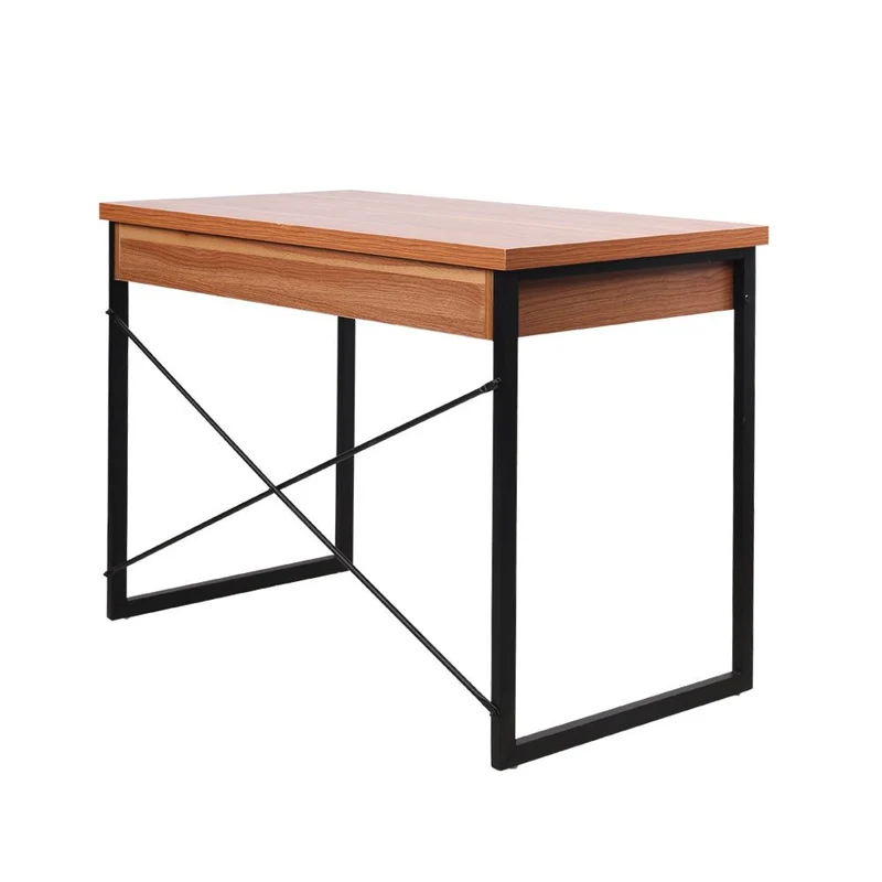 Karl 1000mm Metal Desk with Drawer - Walnut