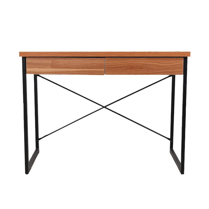Karl 1000mm Metal Desk with Drawer - Walnut