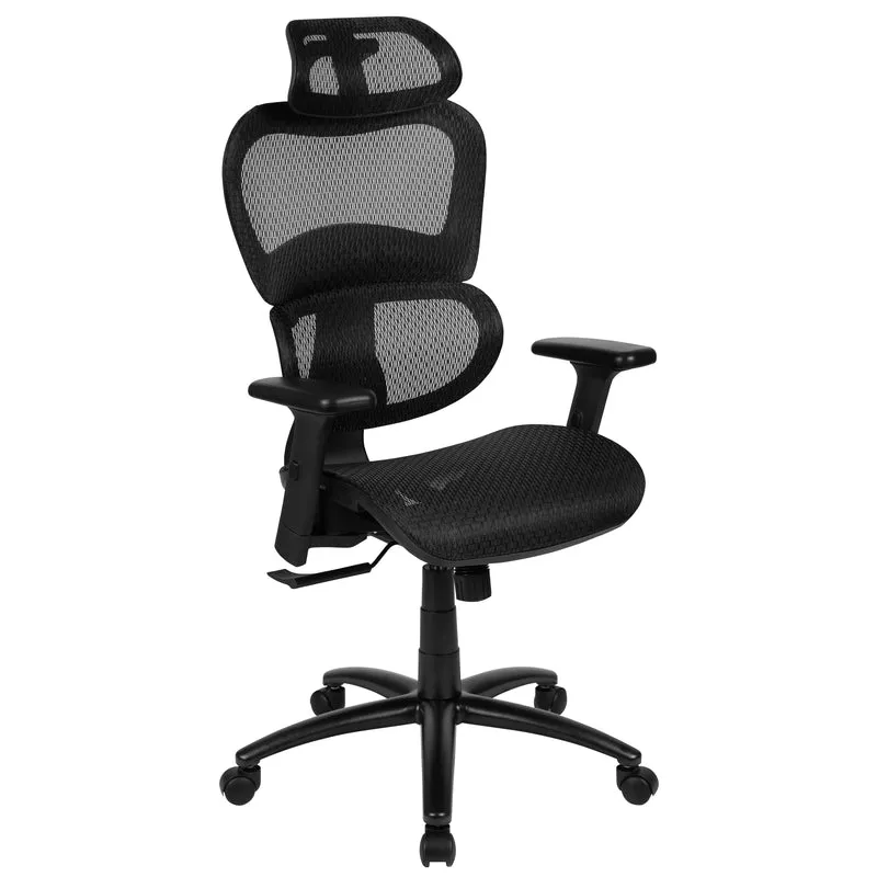 Ergonomic Mesh Office Chair-Synchro-Tilt, Headrest, Adjustable Pivot Arms