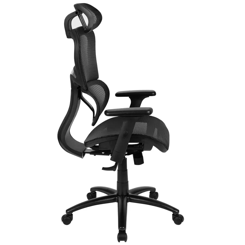 Ergonomic Mesh Office Chair-Synchro-Tilt, Headrest, Adjustable Pivot Arms
