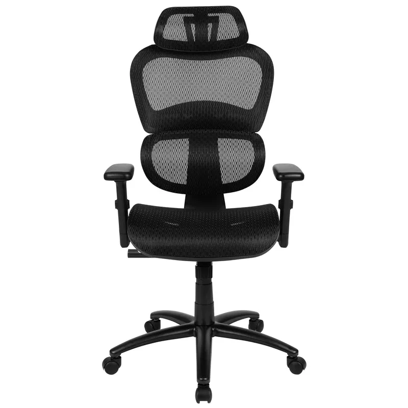 Ergonomic Mesh Office Chair-Synchro-Tilt, Headrest, Adjustable Pivot Arms