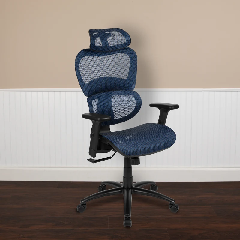Ergonomic Mesh Office Chair-Synchro-Tilt, Headrest, Adjustable Pivot Arms
