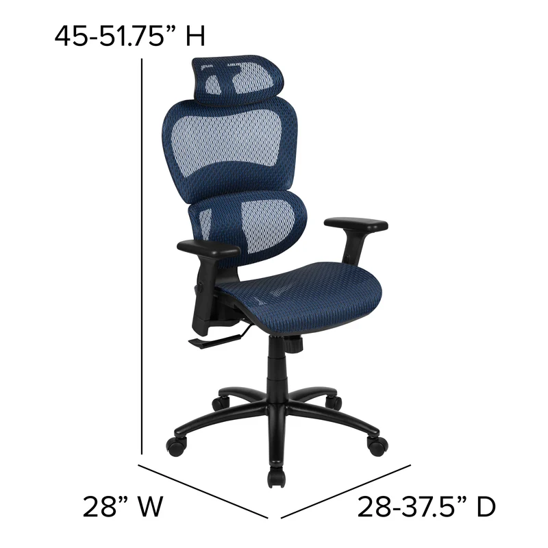 Ergonomic Mesh Office Chair-Synchro-Tilt, Headrest, Adjustable Pivot Arms