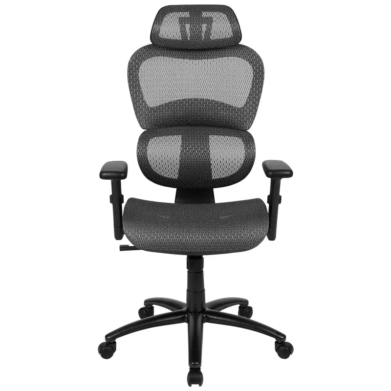 Ergonomic Mesh Office Chair-Synchro-Tilt, Headrest, Adjustable Pivot Arms