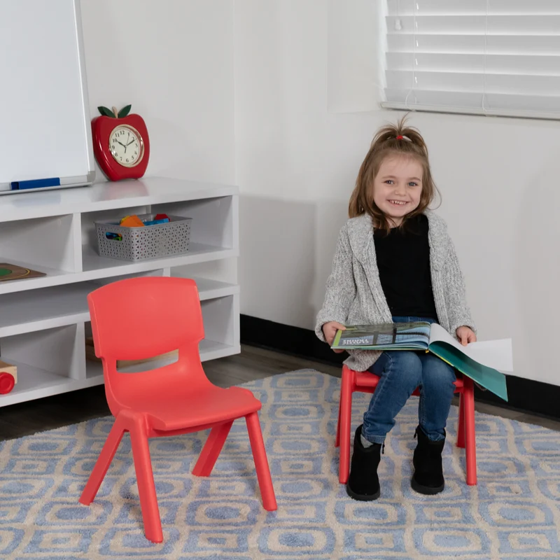 2 Pack Plastic Stackable School Chair with 10.5"H Seat, Preschool Chair