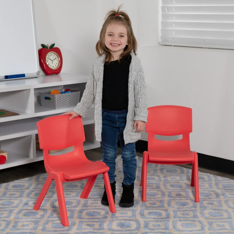 2 Pack Plastic Stackable School Chair with 10.5"H Seat, Preschool Chair