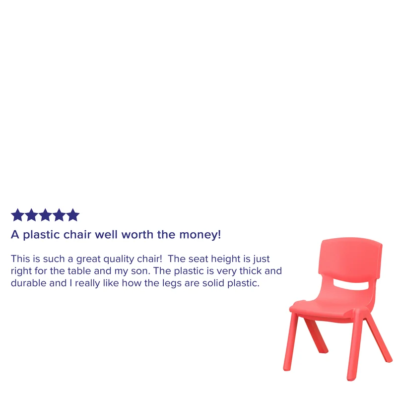 2 Pack Plastic Stackable School Chair with 10.5"H Seat, Preschool Chair