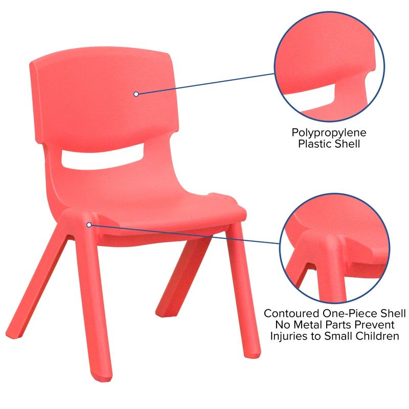 2 Pack Plastic Stackable School Chair with 10.5"H Seat, Preschool Chair