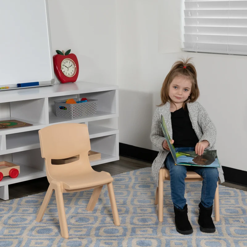 2 Pack Plastic Stackable School Chair with 10.5"H Seat, Preschool Chair