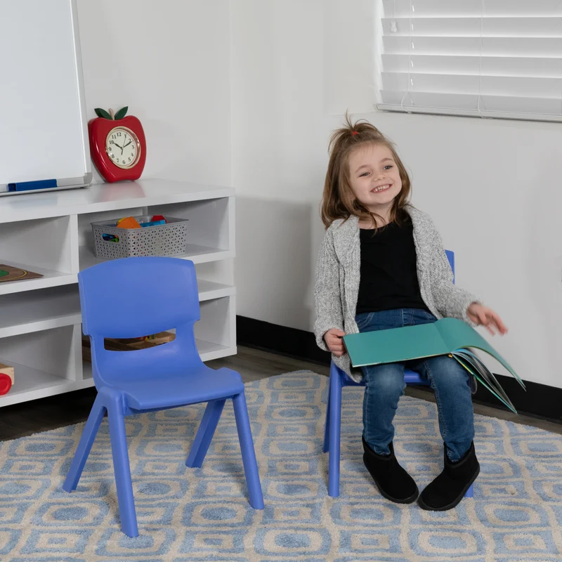 2 Pack Plastic Stackable School Chair with 10.5"H Seat, Preschool Chair