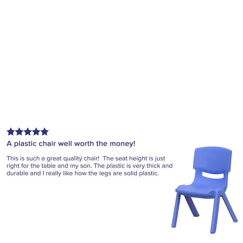 2 Pack Plastic Stackable School Chair with 10.5"H Seat, Preschool Chair