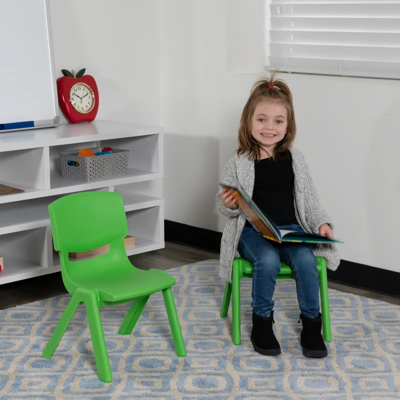 2 Pack Plastic Stackable School Chair with 10.5"H Seat, Preschool Chair