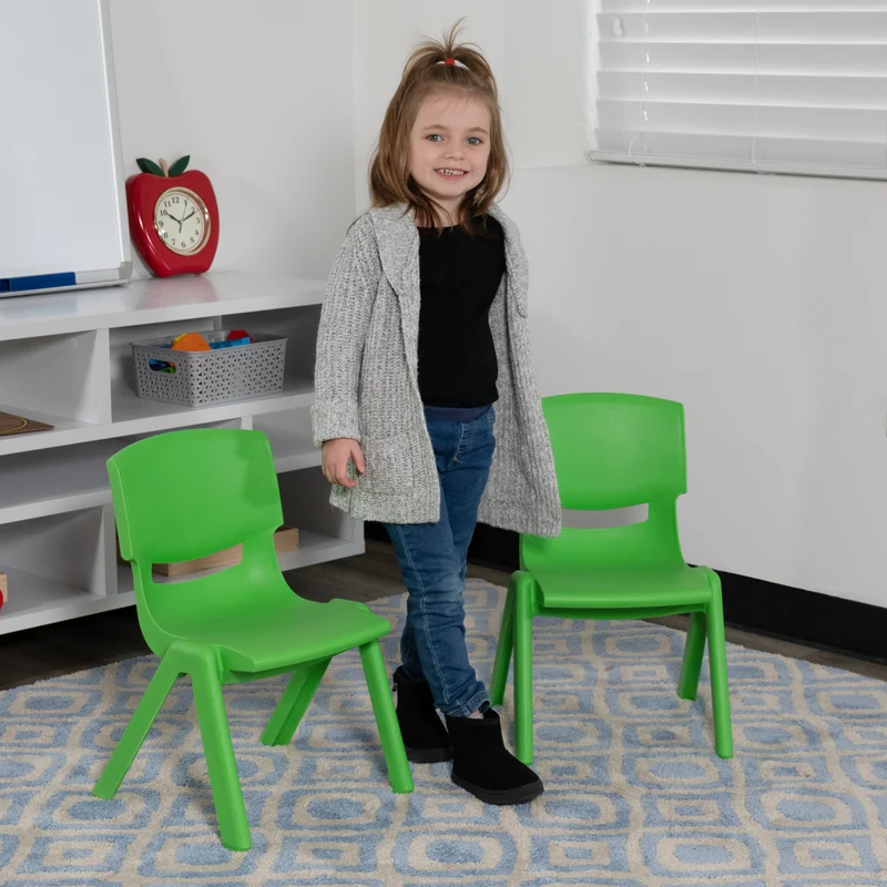 2 Pack Plastic Stackable School Chair with 10.5"H Seat, Preschool Chair