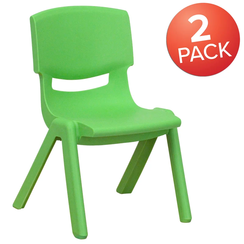 2 Pack Plastic Stackable School Chair with 10.5"H Seat, Preschool Chair