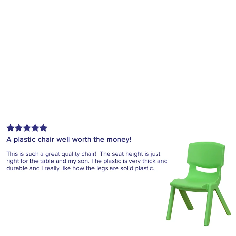 2 Pack Plastic Stackable School Chair with 10.5"H Seat, Preschool Chair