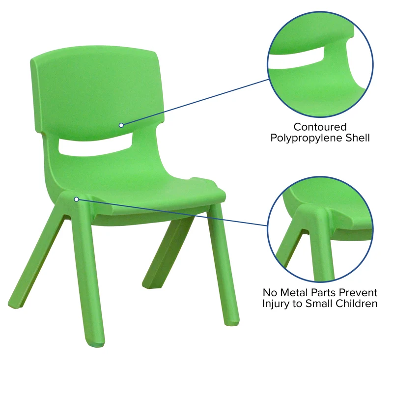 2 Pack Plastic Stackable School Chair with 10.5"H Seat, Preschool Chair