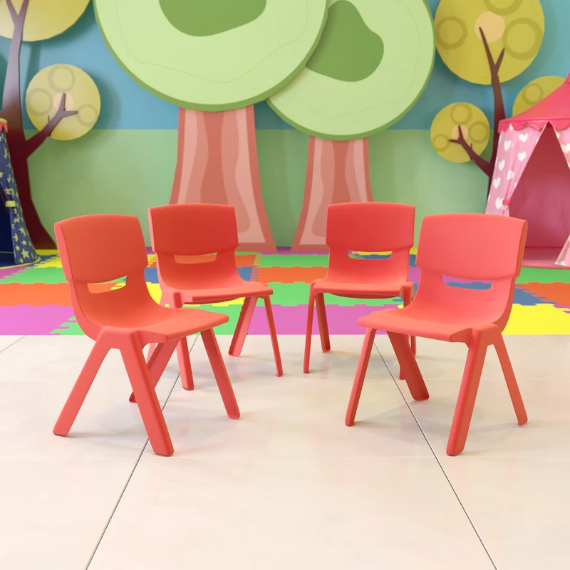 4 Pack Plastic Stack School Chair with 12" Seat Height - Kids Chair