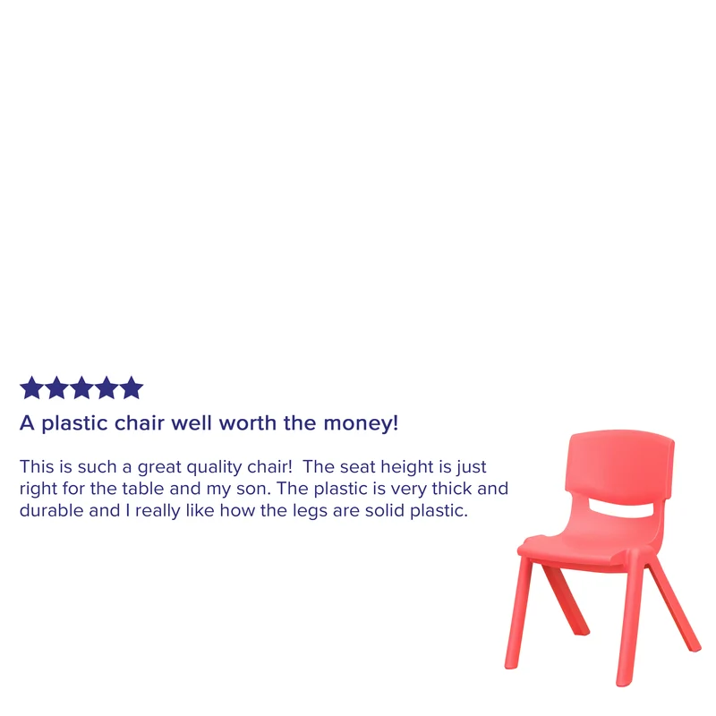 4 Pack Plastic Stack School Chair with 12" Seat Height - Kids Chair