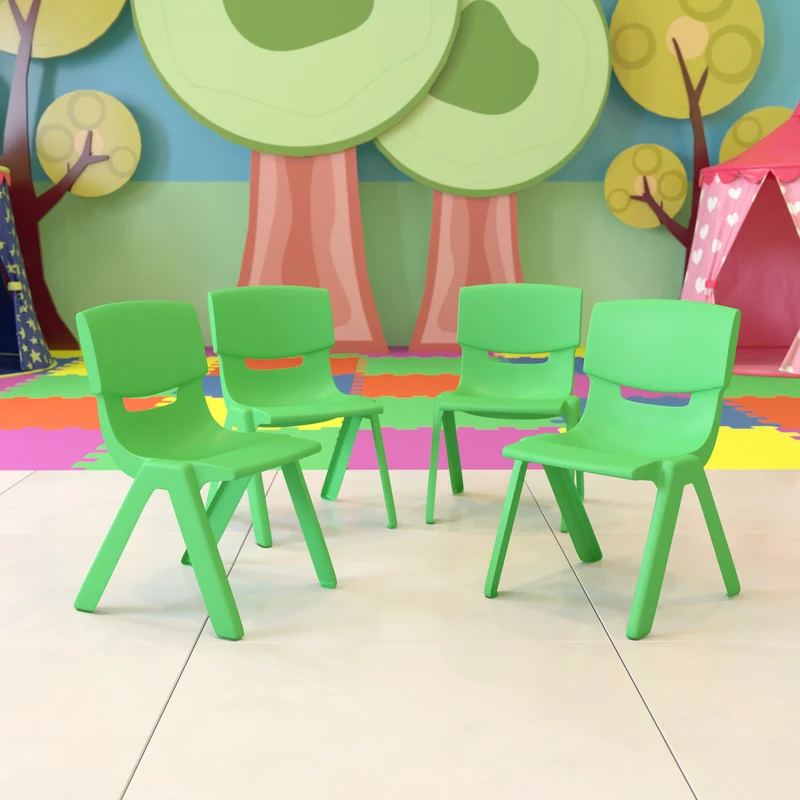 4 Pack Plastic Stack School Chair with 12" Seat Height - Kids Chair
