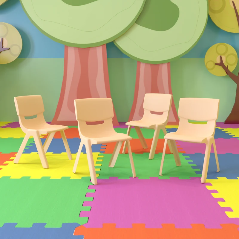 4 Pack Plastic Stack School Chair with 12" Seat Height - Kids Chair