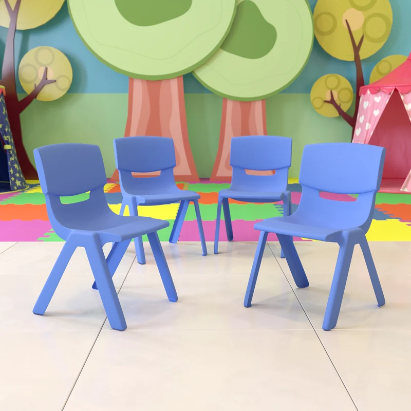 4 Pack Plastic Stackable K-2 School Chair with 13.25"H Seat