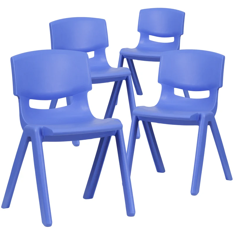 4 Pack Plastic Stackable K-2 School Chair with 13.25"H Seat